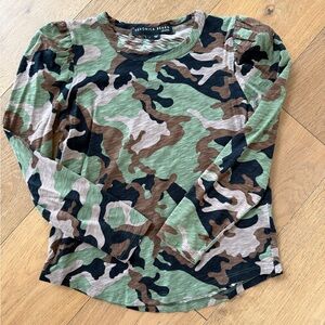 Veronica Beard Olive Green Camo Long Sleeve Tee